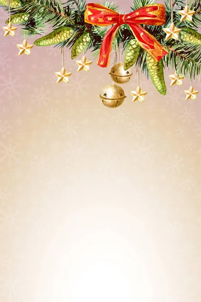 Cartão Natal Com Árvore Natal Decoração Com Espaço Para Texto — Fotografia de Stock