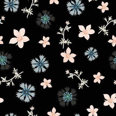 Çiçek seamless modeli çiçekler, vektör arka plan illüstrasyon.