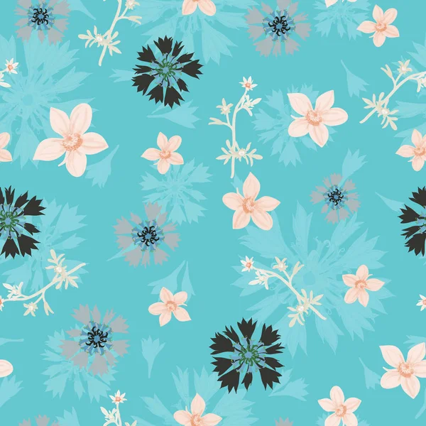 Blumen Nahtlose Muster Blumen Vektor Hintergrund Illustration — Stockfoto