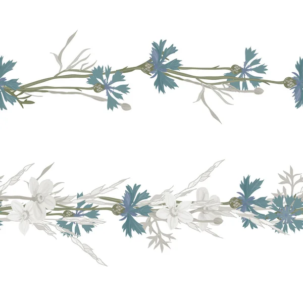 草小穗和玉米花的无缝的样式装饰品 向量例证 — 图库照片