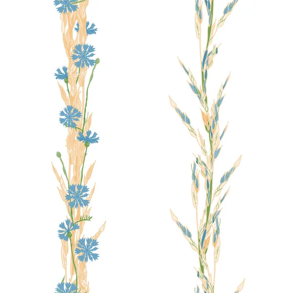 草小穗和玉米花的无缝的样式装饰品 向量例证 — 图库照片
