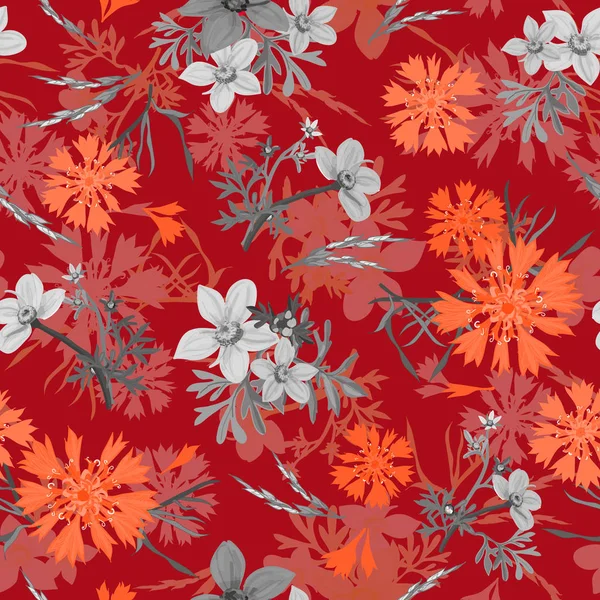 Floral Seamless Pattern Flowers Vector Background Illustration — Stock Photo, Image