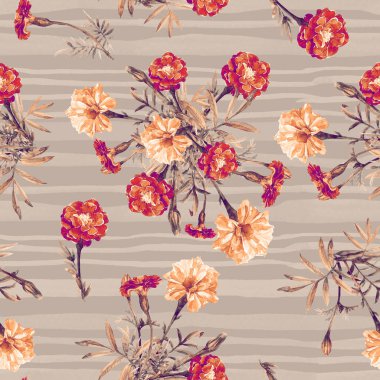 Suluboya boyalı marigolds seamless modeli.