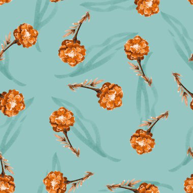 Suluboya boyalı marigolds seamless modeli.