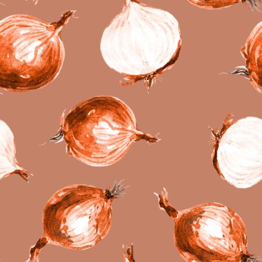 Soğan, suluboya resim seamless modeli.