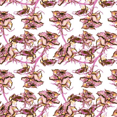 Gül bir marker ile Dikişsiz grafik desen.