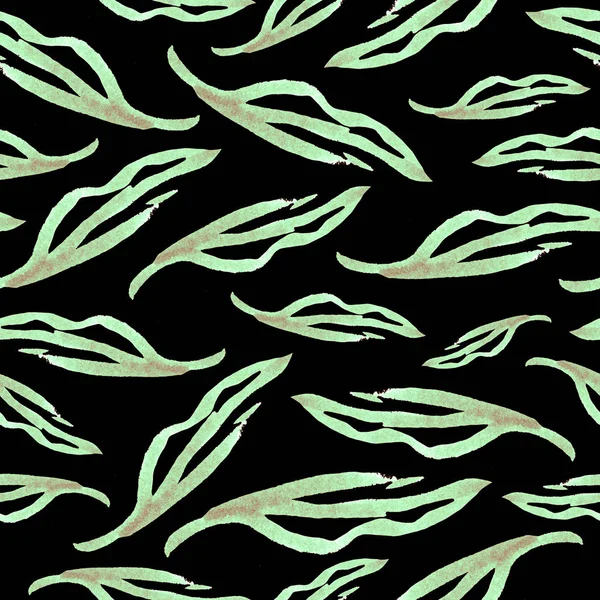 Nahtlose Abstrakte Grafische Muster Von Blättern Federn — Stockfoto