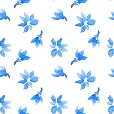 Çiçek seamless modeli suluboya ile boyalı.