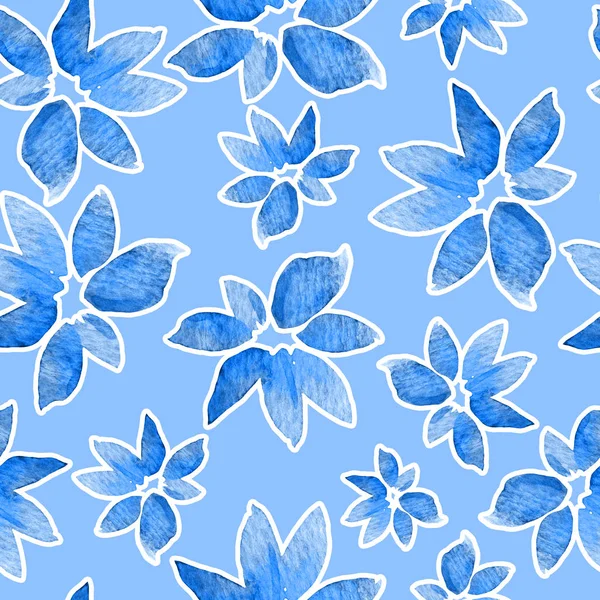 Květinový Vzor Bezešvé Malované Akvarelem — Stock fotografie