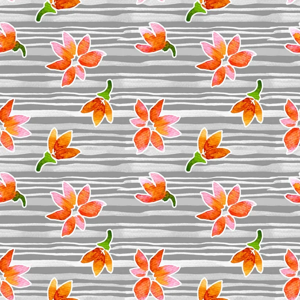 Patrón Sin Costura Floral Pintado Con Acuarela — Foto de Stock