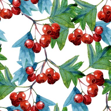 Suluboya boyalı çilek ile dalları Bitki dikişsiz desen.