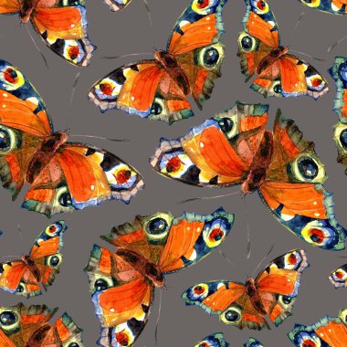 Kelebeklerin seamless modeli içinde suluboya boyalı.