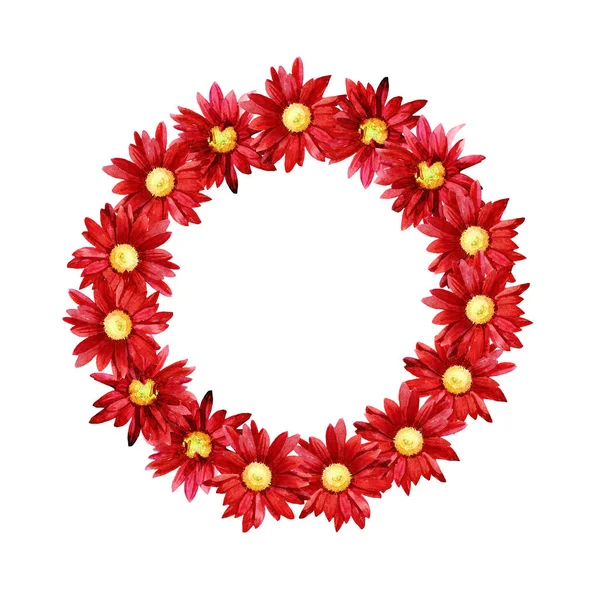 Corona Marco Redondo Flores Crisantemo — Foto de Stock