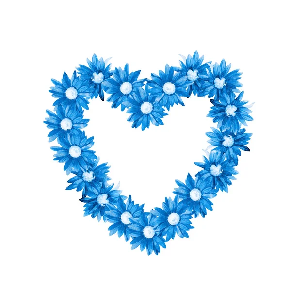 Rahmen Herzform Aus Chrysanthemen Blüten — Stockfoto