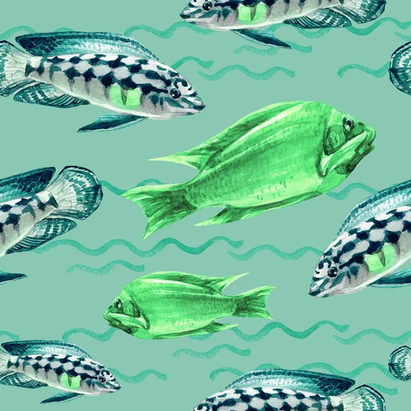 Nahtlose Muster Mit Tropischen Fischen — Stockfoto