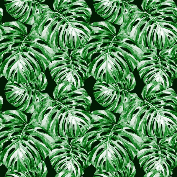 Watercolor Seamless Pattern Tropical Leaves — Stock Photo, Image