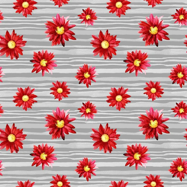 Акварель Бесшовный Узор Хризантемы Цветы — стоковое фото