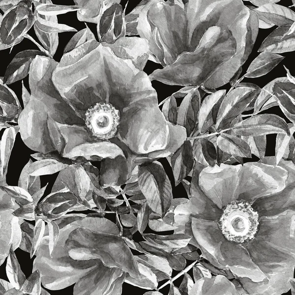 Florales Nahtloses Muster Mit Wilder Rose Aquarell Gemalt — Stockfoto