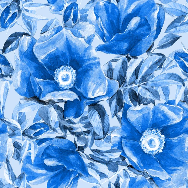 Květinové Bezešvé Vzory Divokou Růžovou Namalovanou Akvarel — Stock fotografie