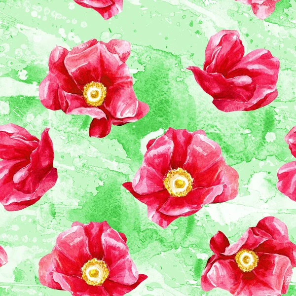 花卉无缝图案与野生玫瑰画水彩 — 图库照片