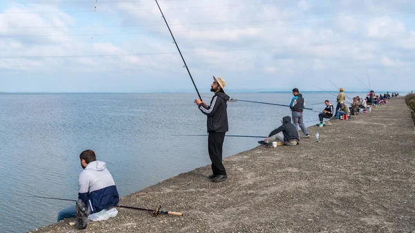 Poti Gürcistan 2018 Balıkçılar Paliastomi Gölü Üzerinde — Stok fotoğraf