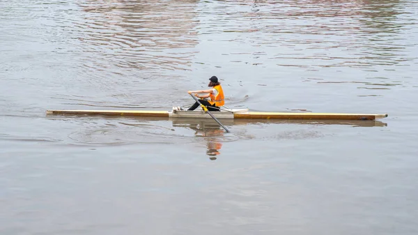 Young Sportsmen Boat Rowing River Rioni Poti Georgia — Stock Photo, Image