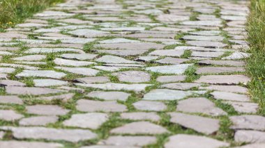 Taş kaldırım dokusu. Eski Arnavut kaldırım arka plan.