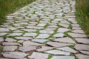 Taş kaldırım dokusu. Eski Arnavut kaldırım arka plan.