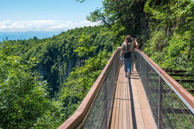 Okatse Kanyon, Kanyon, Zeda Gordi, Gürcistan yukarıda hiking trail.