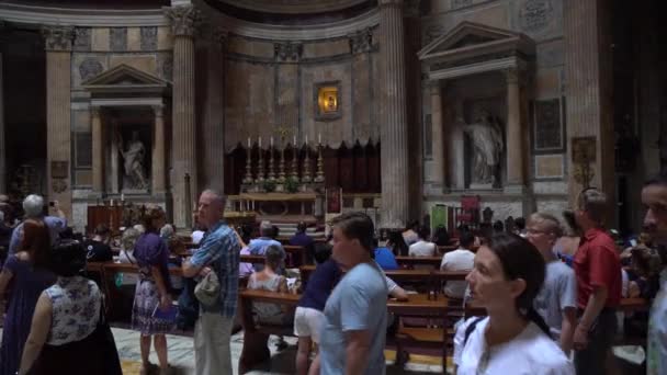 Rome Italie 2018 Des Foules Personnes Intérieur Panthéon Bâtiment Influent — Video