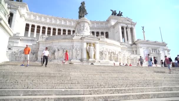 Roma Italia 2018 Movimento Delle Persone Sulle Scale Piazza Venezia — Video Stock