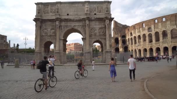 Roma Itália 2018 Coliseu Arco Constantino — Vídeo de Stock