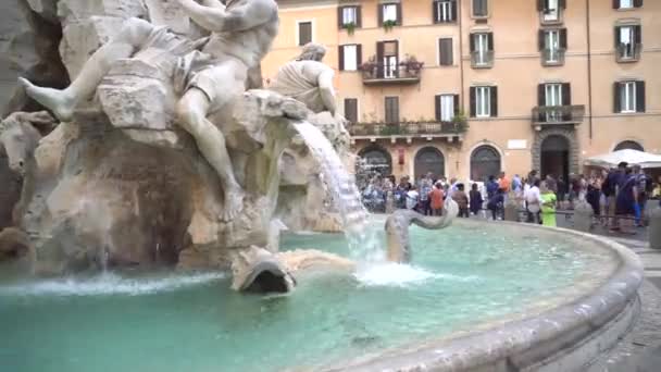 Roma Italia 2018 Fontana Del Nettuno Piazza Navona Roma Steadicam — Video Stock