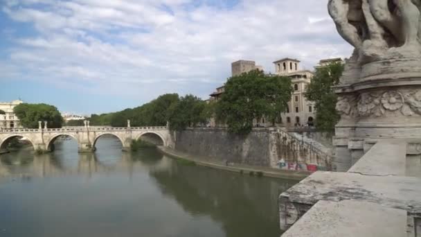 Roma Italia 2018 Ponte Sant Angelo Roma Castel Sant Angelo — Video Stock