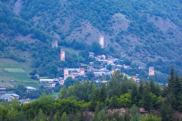 Mestia Village Svaneti Területen Kaukázus Grúziában Tornyok — Stock Fotó