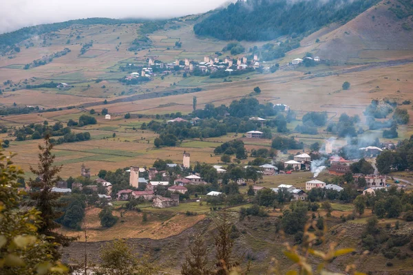 Prachtig Uitzicht Dorpen Svaneti Met Middeleeuwse Torens — Stockfoto