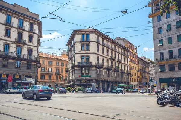 Milán Italia 2018 Calle Con Edificios Antiguos Centro Milán — Foto de Stock
