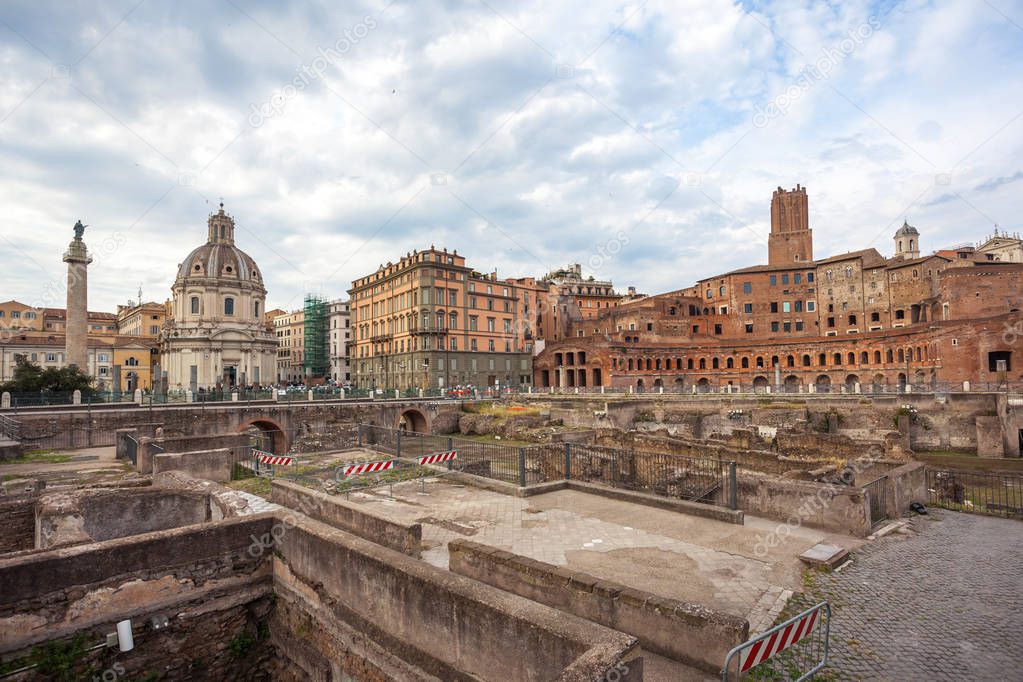 The Trajan's Forum, an ancient Roman market, housing the Imperial Forum Museum (Museo dei Fori Imperiali), Rome, Italy.