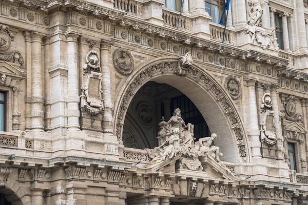 Architectural fragments of Palace of Justice (Corte Suprema di Cassazione), Rome, Italy.