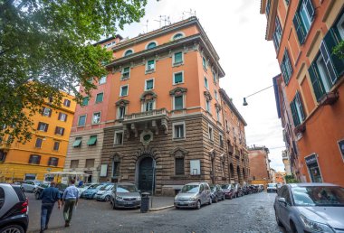 Roma, İtalya - 23.06.2018: Roma, İtalya, eski sokak. Mimari ve Roma'nın simgesel yapı.