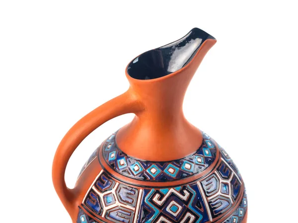 Gruziński Ręcznie Robione Ceramiczne Dzbanek Tradycyjne Ozdoby Nim Nazwie Doqi — Zdjęcie stockowe