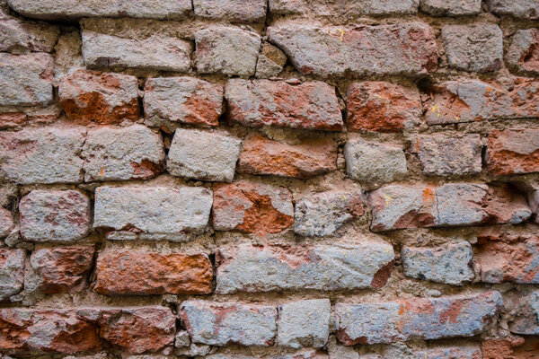 Background of crack old brick wall texture.