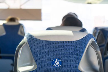ulaşım, turizm, gezi ve ekipman kavramı - Seyahat otobüs iç ve koltuk.