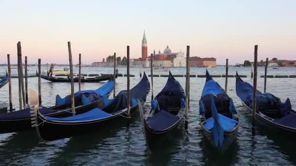 Vista San Giorgio Maggiore Venice Gondolas Venecia Italia — Vídeos de Stock