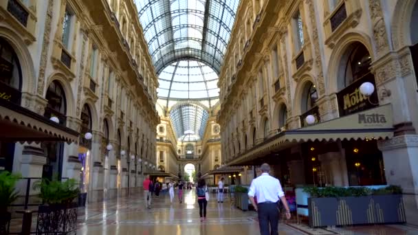 Milan Italië 2018 Vittorio Emanuele Galerie Plein Piazza Duomo — Stockvideo