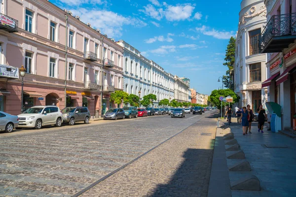 Tbilisi Gruzie 2018 Pohled Agmashenebeli Avenue Jedním Hlavní Ulice Historické — Stock fotografie