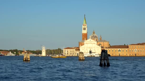 Venecia Italia 2018 Vista San Giorgio Maggiore Venice Gondolas Venecia — Vídeos de Stock