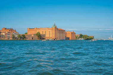 Venedik manzarası güzel. Giudecca Adası. Gradn kanal. Bölge Veneto. İtalya.