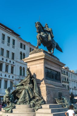Venice, İtalya - 15.08.2018: Anıt Venedik Victor Emmanuel II. Vatanın babası.