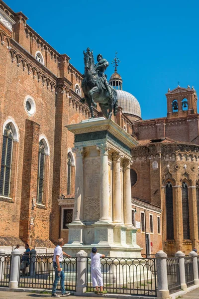 Benátky Itálie 2018 Bronzová Jezdecká Socha Bartolomeo Colleoni Před Renesanční — Stock fotografie